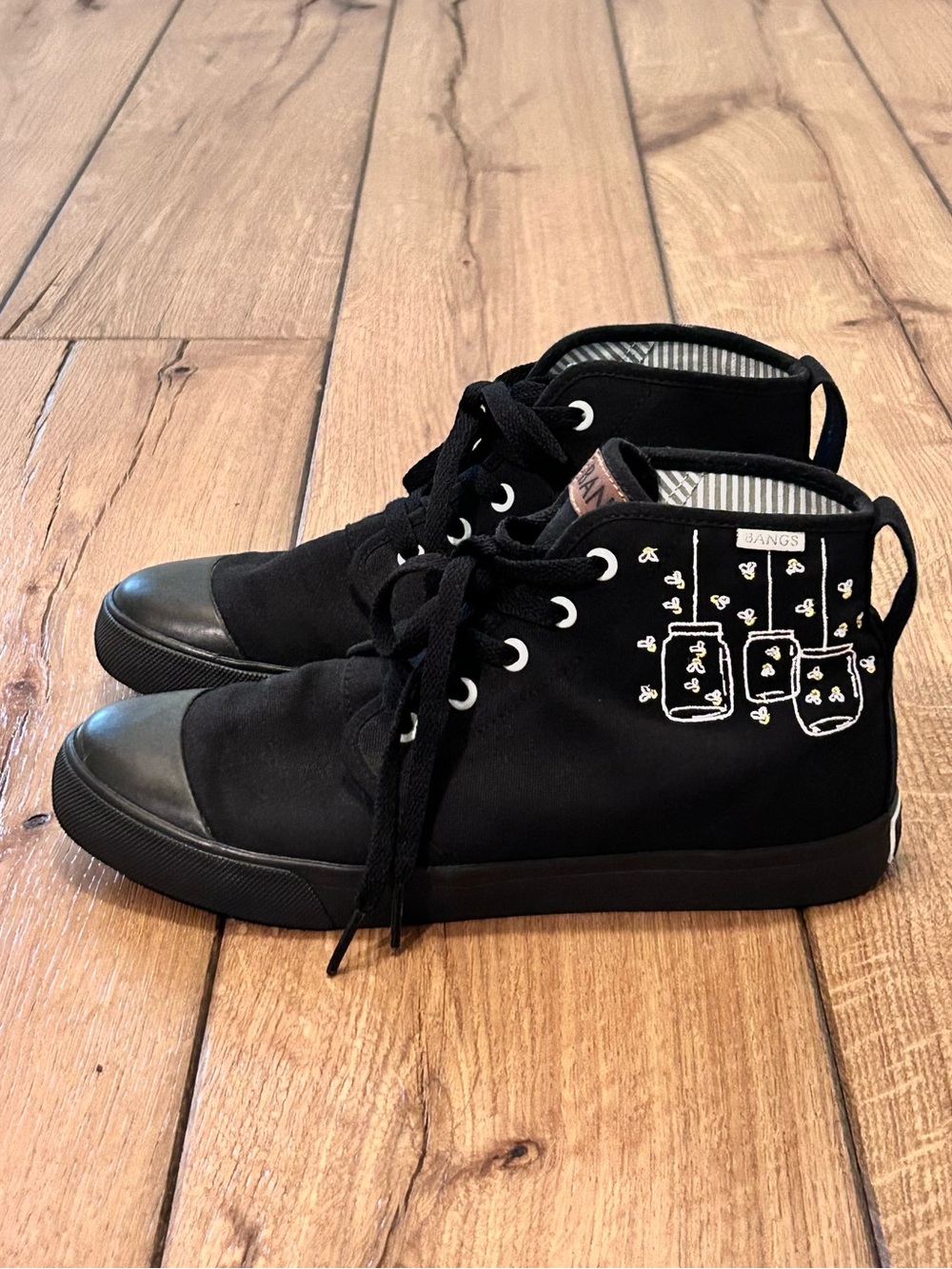 BANGS Firefly High Top Vegan Canvas Lace Up Black Onyx Sneaker Women’s 8.5 Men 7